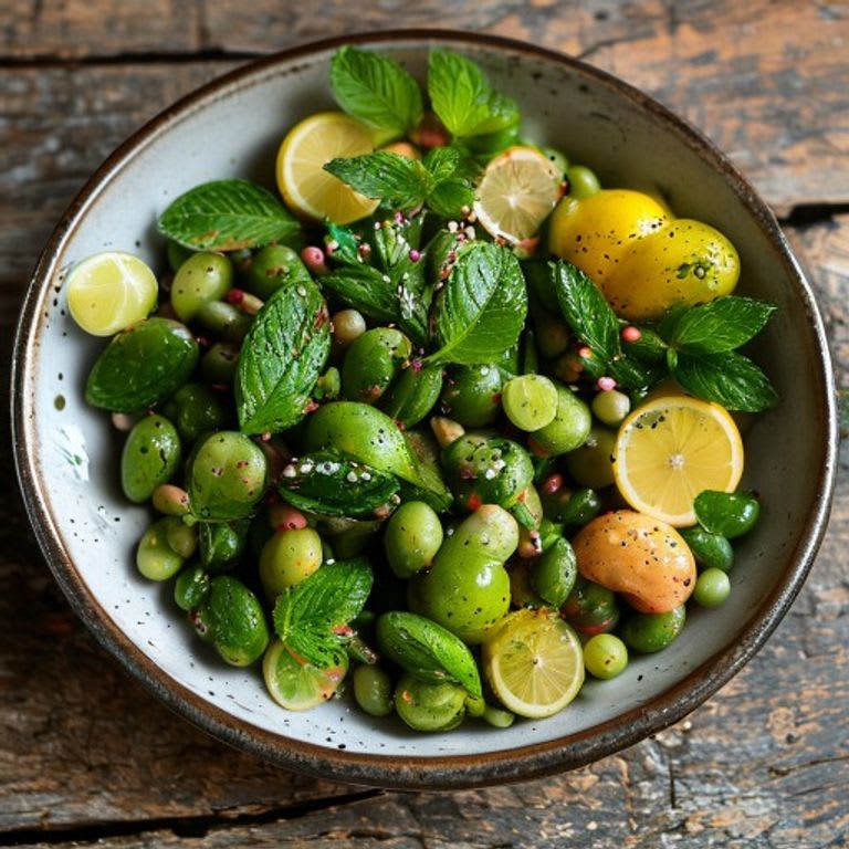 Habas verdes con menta fresca y limón