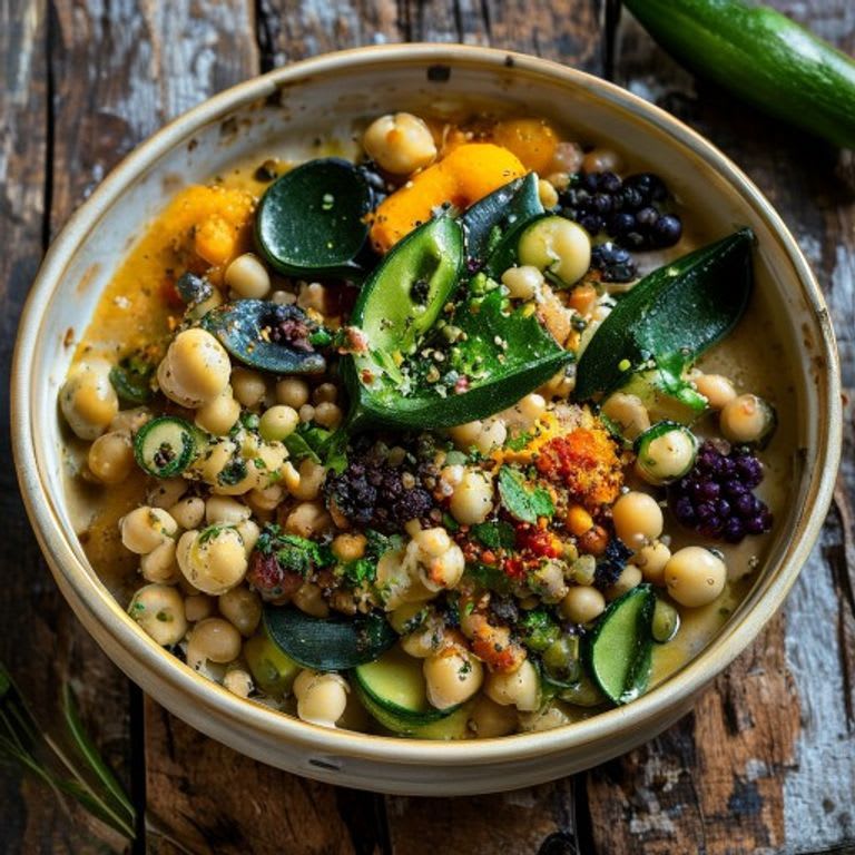 Garbanzos al Curry con Cúrcuma y Calabacita