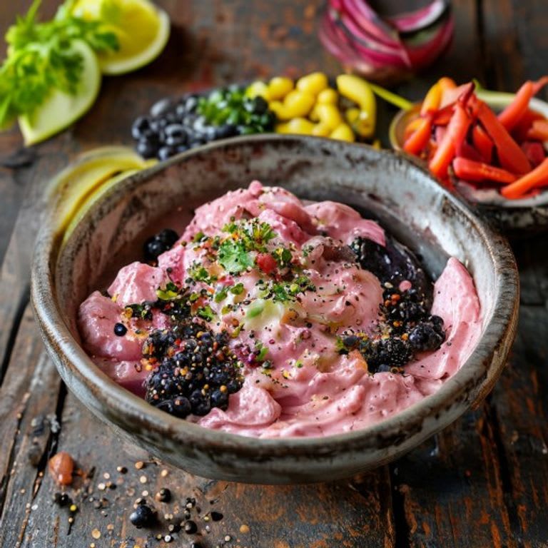Hummus 'Pink' de Frijol Negro y Betabel Asado