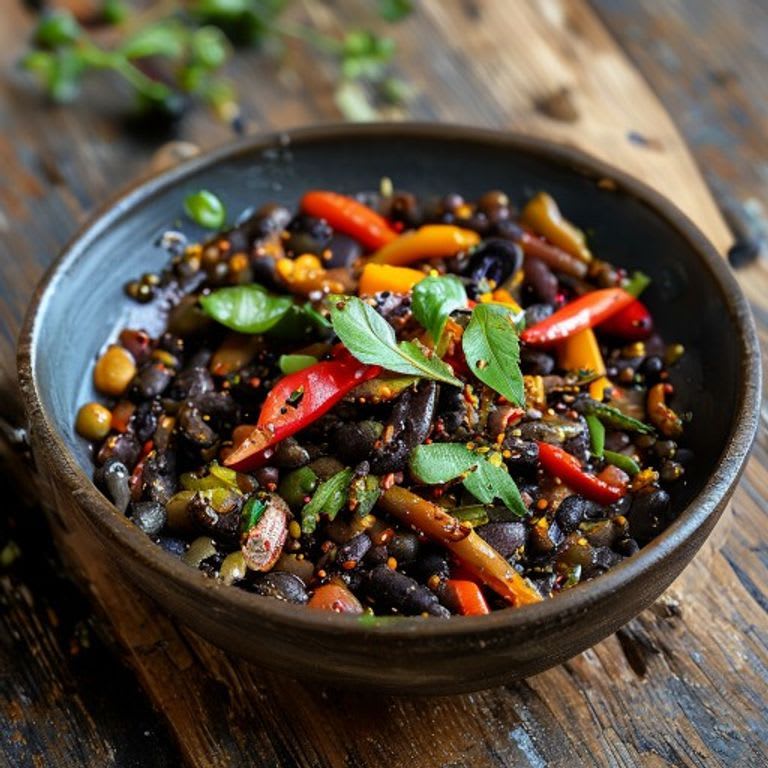 Frijoles Negros con Rajas de Chile Poblano