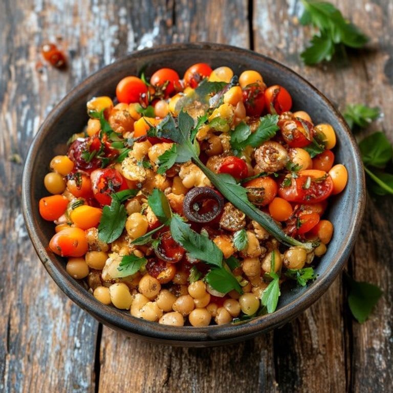 Garbanzos con Tomate Seco y Perejil Fresco