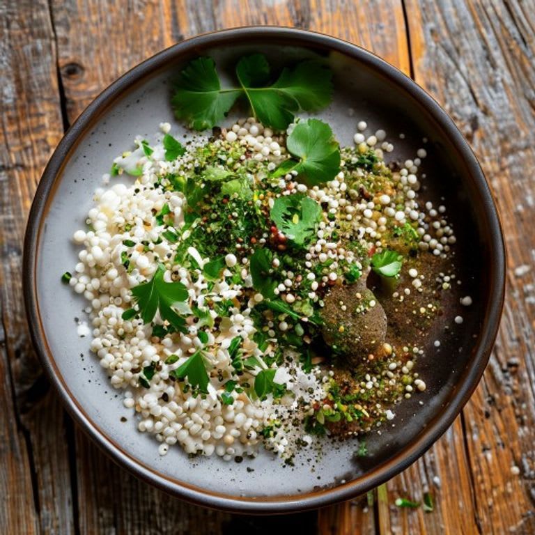 Alubias blancas con pesto de cilantro y pepitas
