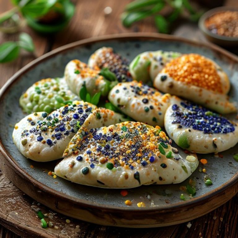 Tlacoyos de maíz azul con chía al comal