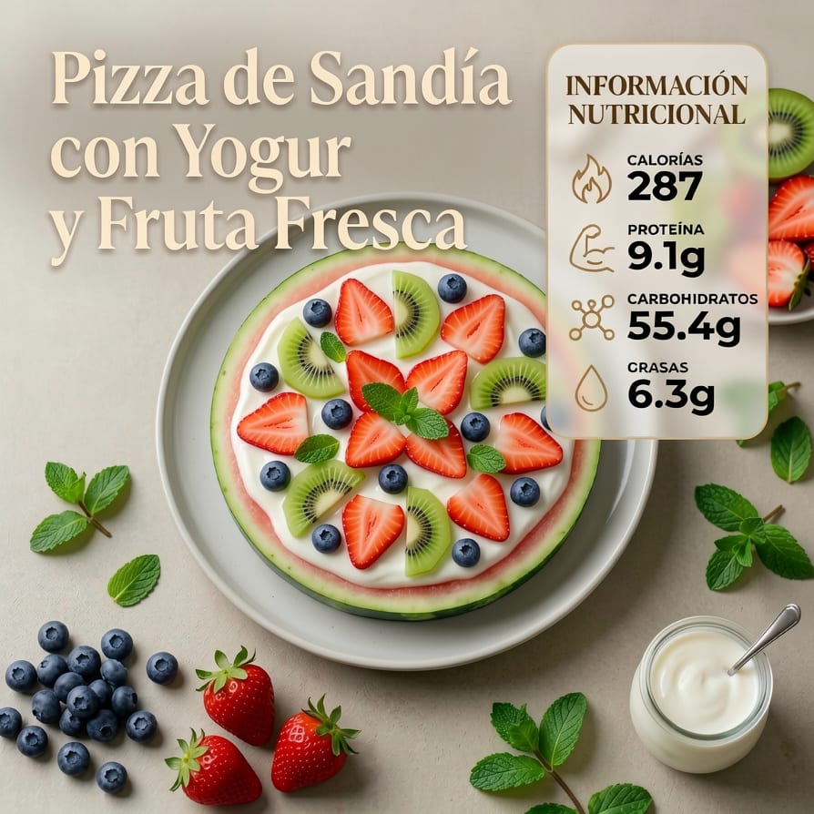 Pizza de Sandía con Yogur y Fruta Fresca