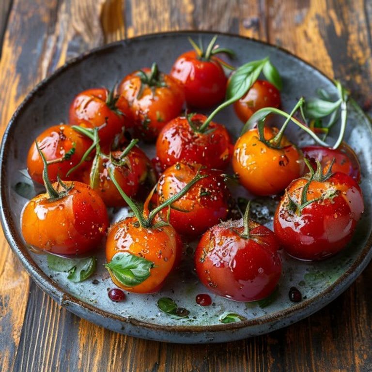 Tomates Tatemados con Aceite de Oliva y Albahaca