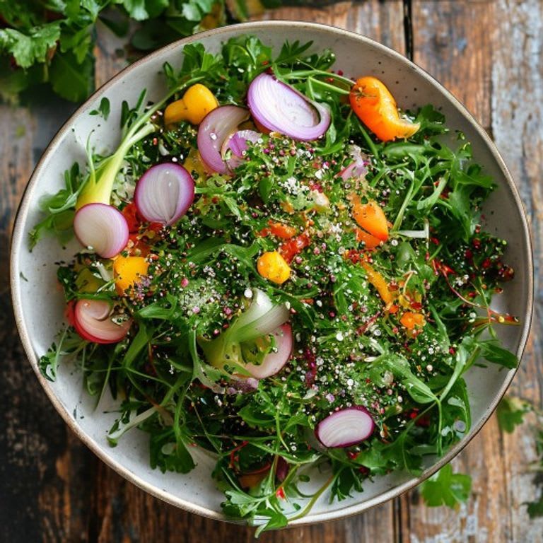 Ensalada de Berros Frescos con Cebolla Morada y Rábano