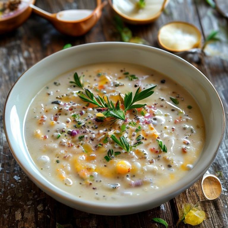 Sopa de habas blancas con romero y ajo