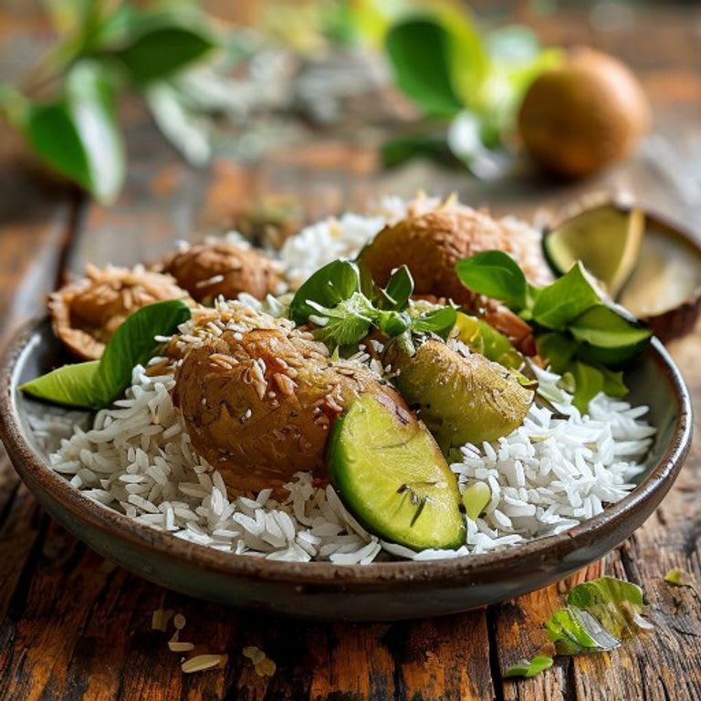 Arroz integral con coco y ralladura de lima