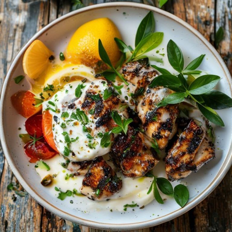 Pollo marinado en yogur y limón al grill