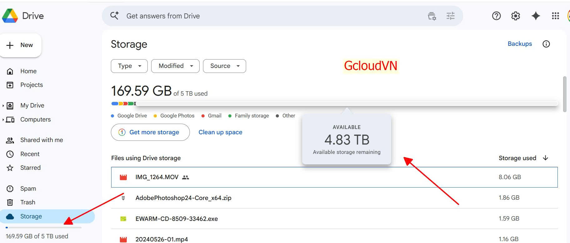 Dung lượng lưu trữ 5TB từ Google One