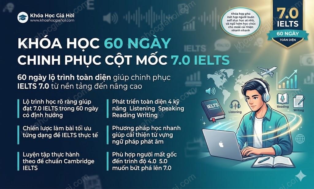Khóa Học 60 ngày chinh phục cột mốc 7.0 IELTS
