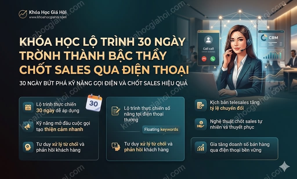 Khóa Học Lộ Trình 30 Ngày Trở Thành Bậc Thầy Chốt Sales Qua Điện Thoại