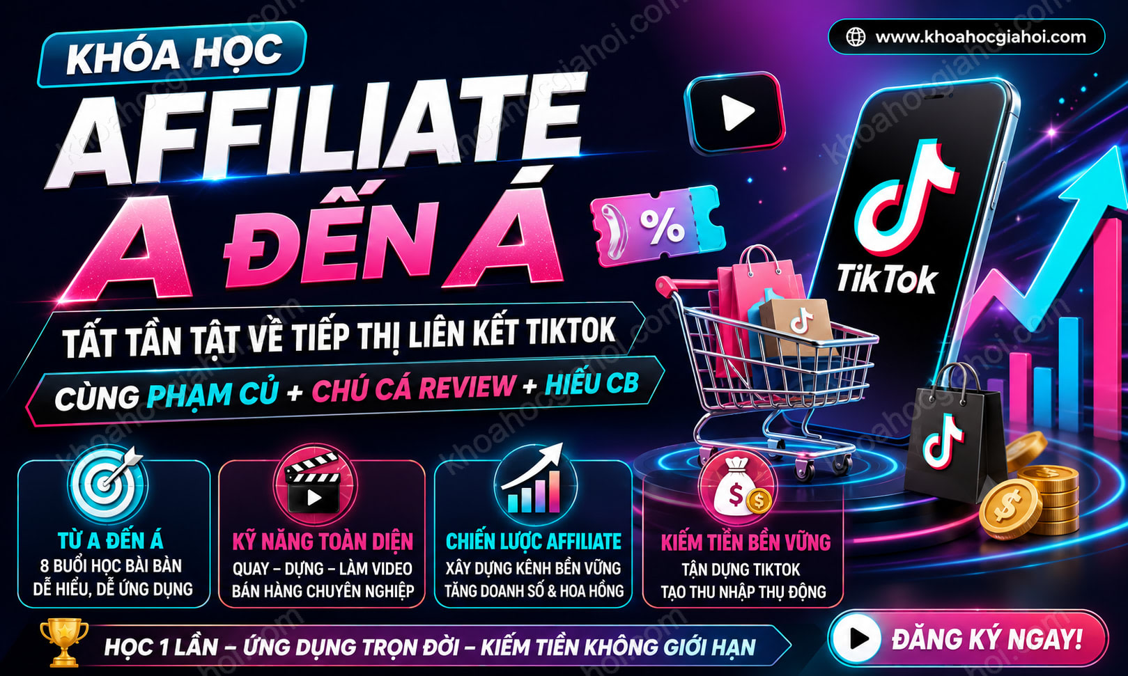 Khóa Học Affiliate A Đến Á – Tất Tần Tật Về Tiếp Thị Liên Kết Tiktok Cùng Phạm Củ + Chú Cá Review + Hiếu Cb