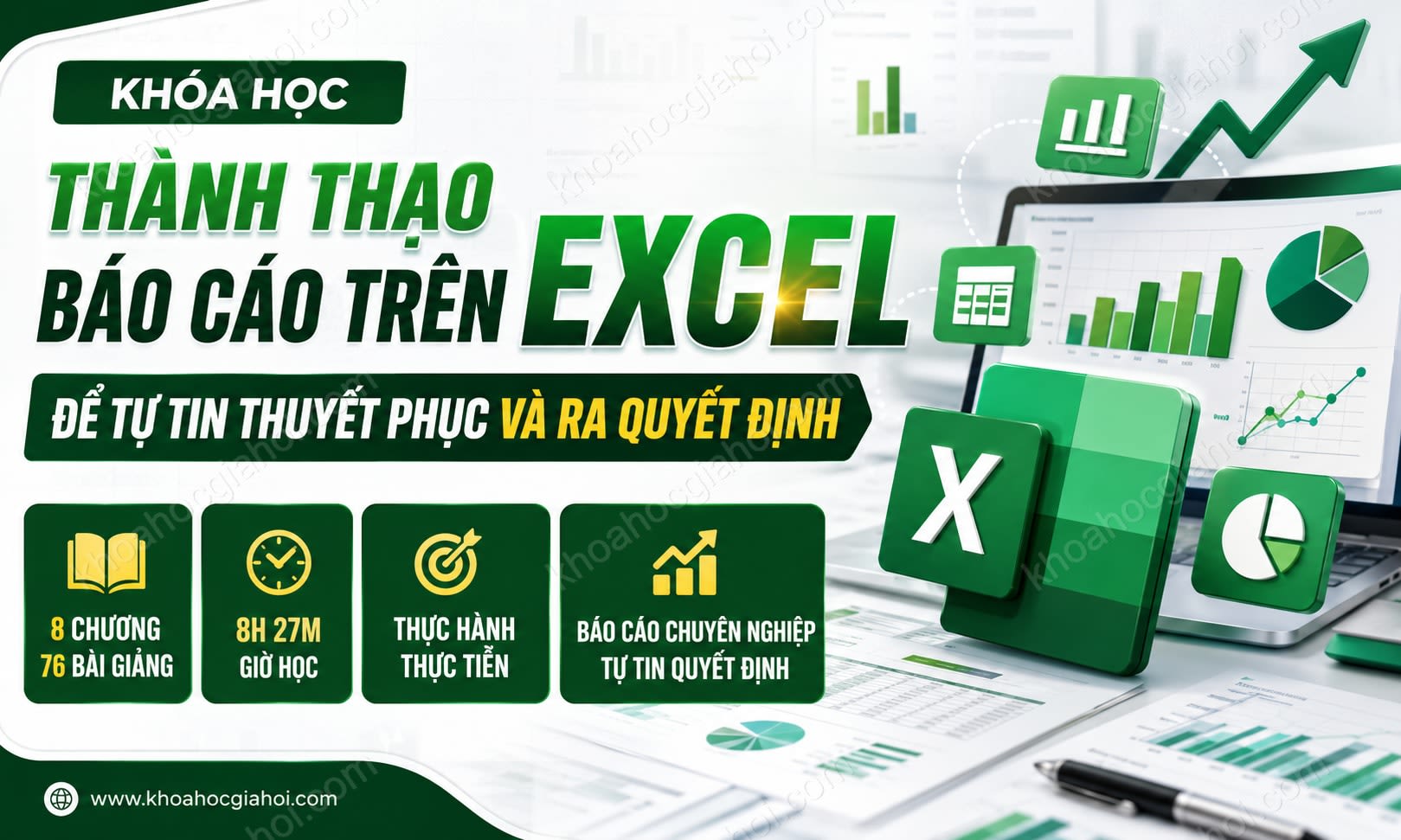 Khóa học Thành thạo báo cáo trên Excel để tự tin thuyết phục và ra quyết định