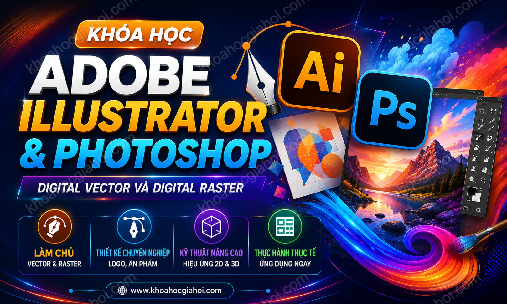 Khóa Học Adobe Illustrator & Photoshop - Digital Vector & Digital Raster
