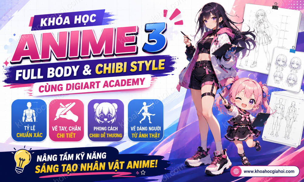 Khóa Học Anime 3: Full Body & Chibi Style Cùng Digiart Academy