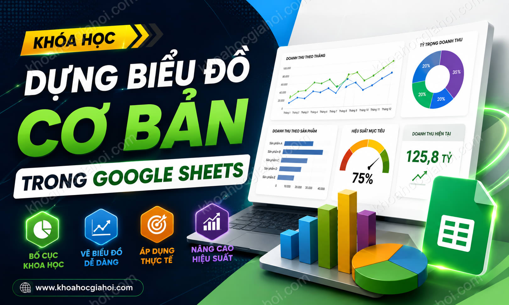 Khóa học Từng bước dựng các biểu đồ cơ bản trong báo cáo Google Sheets