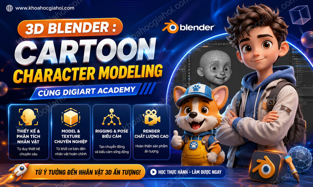 Khóa Học 3D Blender : Cartoon Character Modeling Cùng Digiart Academy