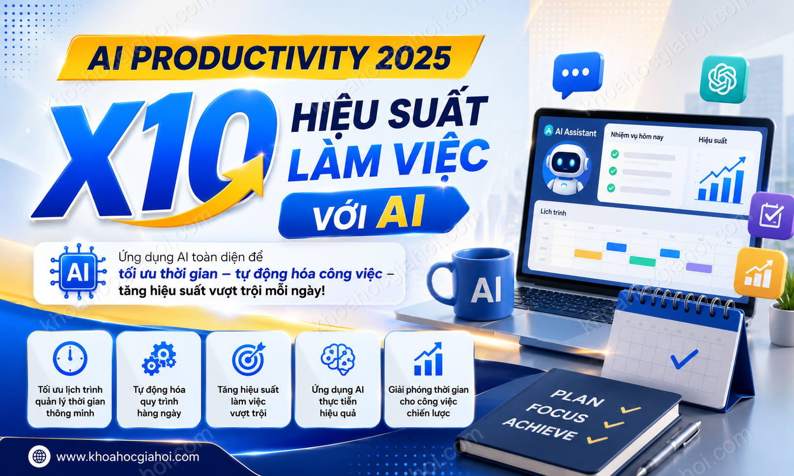 Khóa Học AI Productivity 2025 – X10 Hiệu Suất Làm Việc Với AI