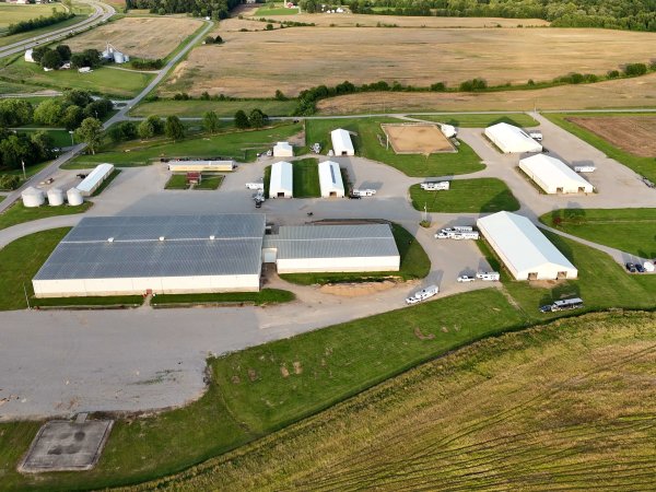 Farm overview with fields