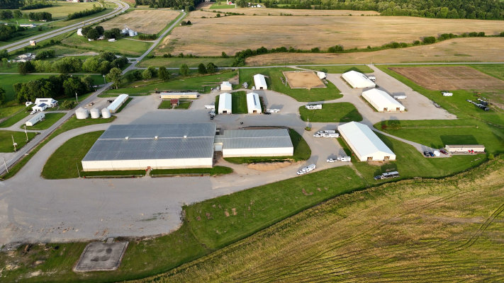 Aerial view of agricultural farm property