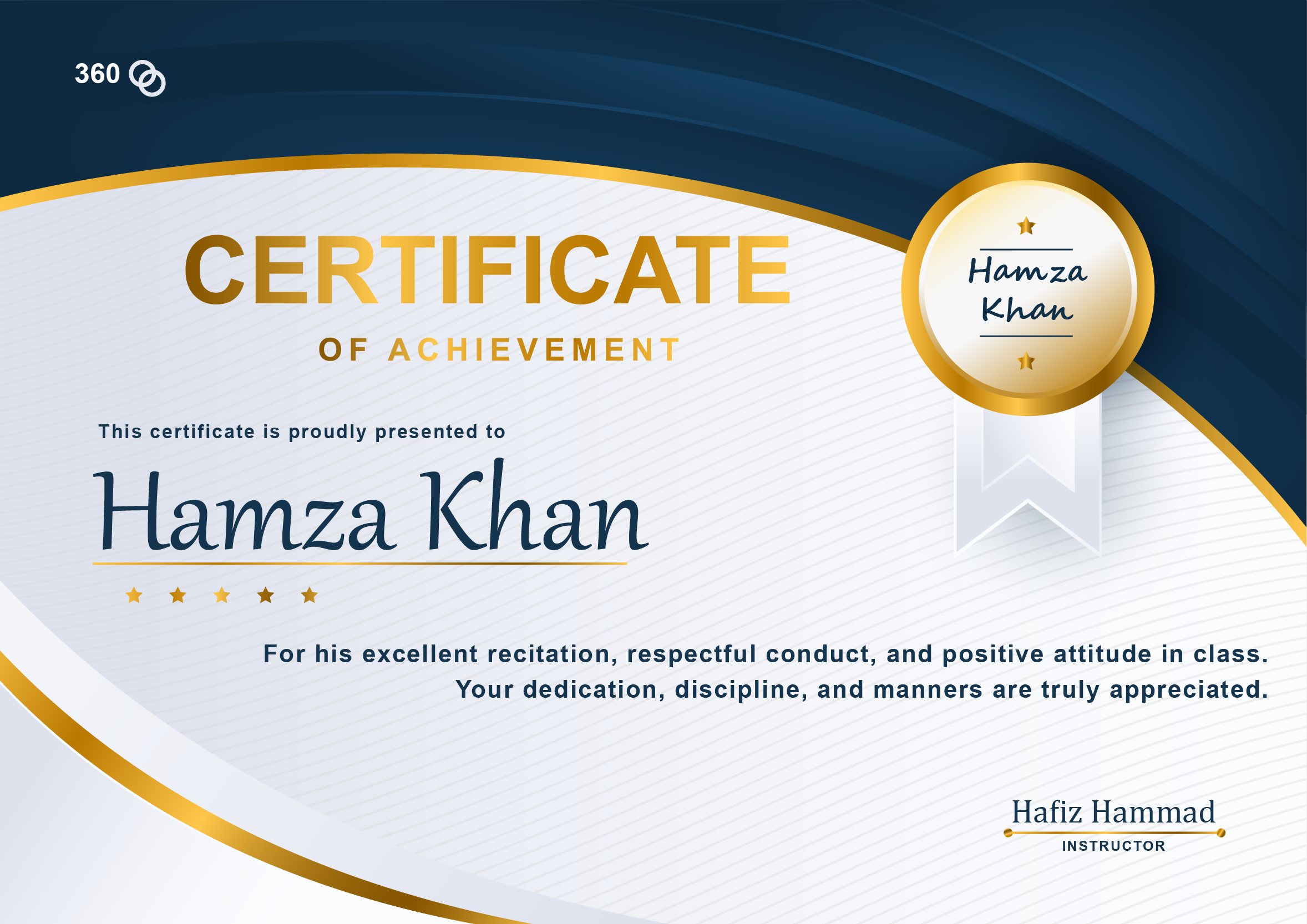 Featured Certified Student Certificate