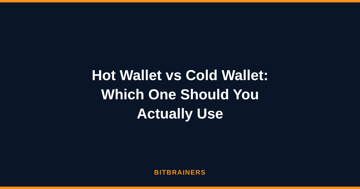 Hot Wallet vs Cold Wallet: Which One Should You Actually Use