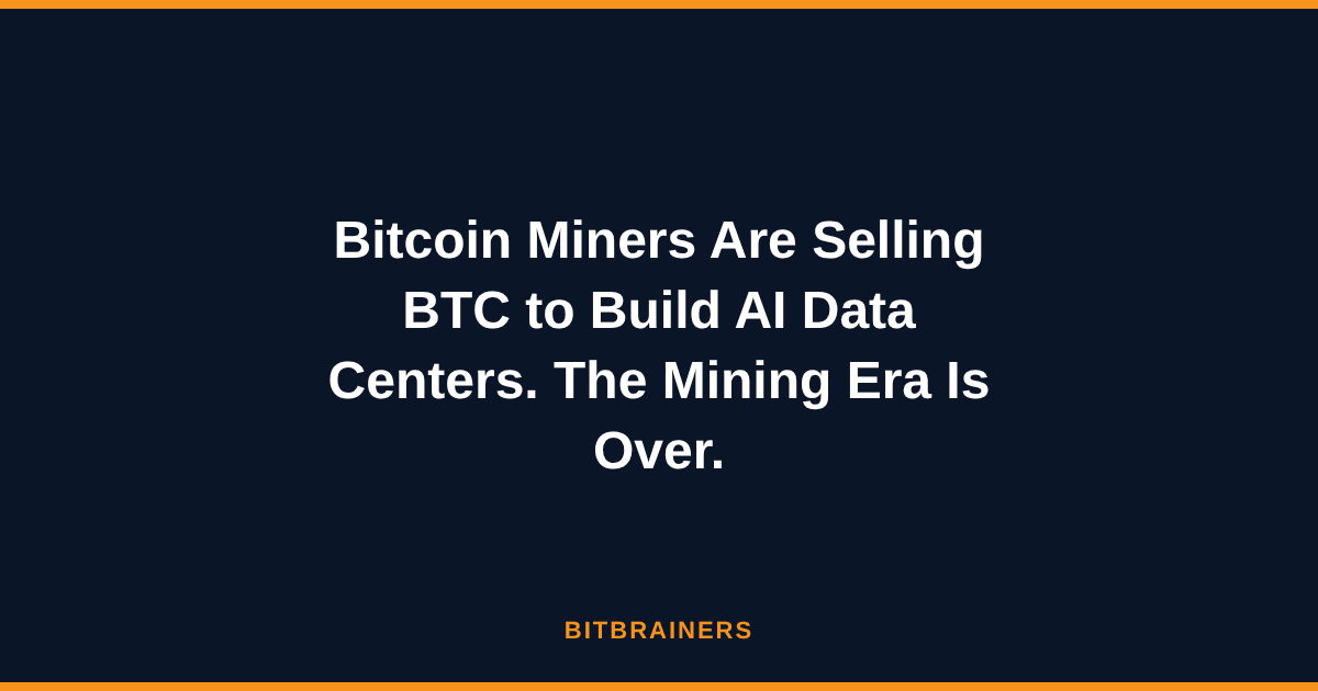 Bitcoin Miners Are Selling BTC to Build AI Data Centers
