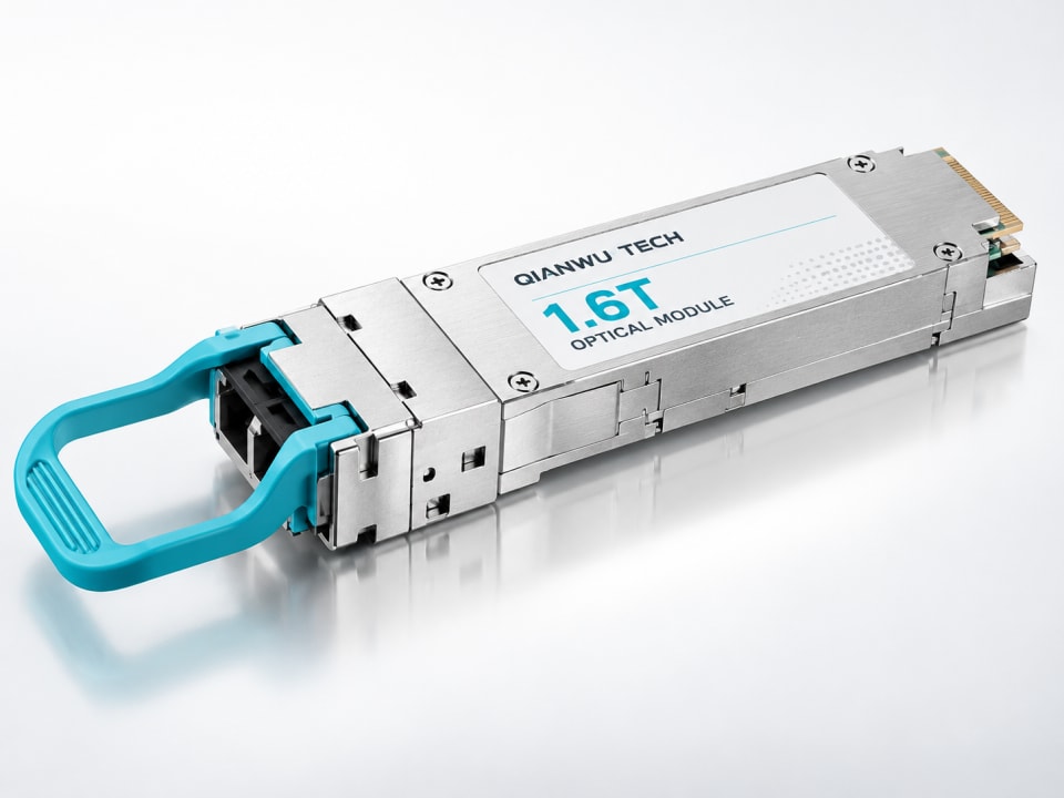 QIANWU 1.6T optical module — product-family concept rendering