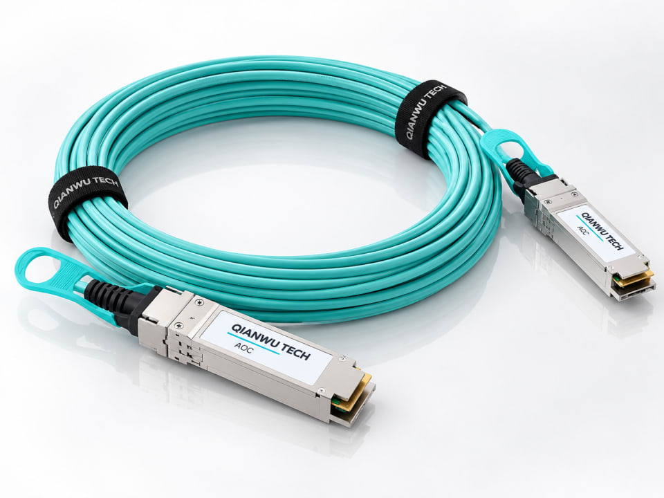 QIANWU AOC active optical cable — illustrative concept