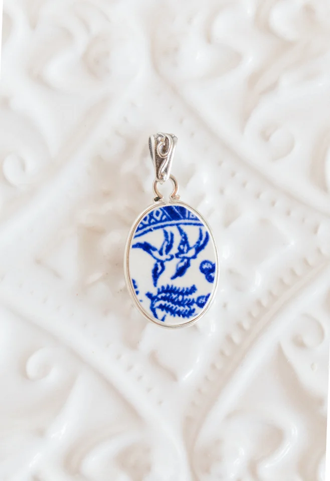 Handmade china pendant close-up