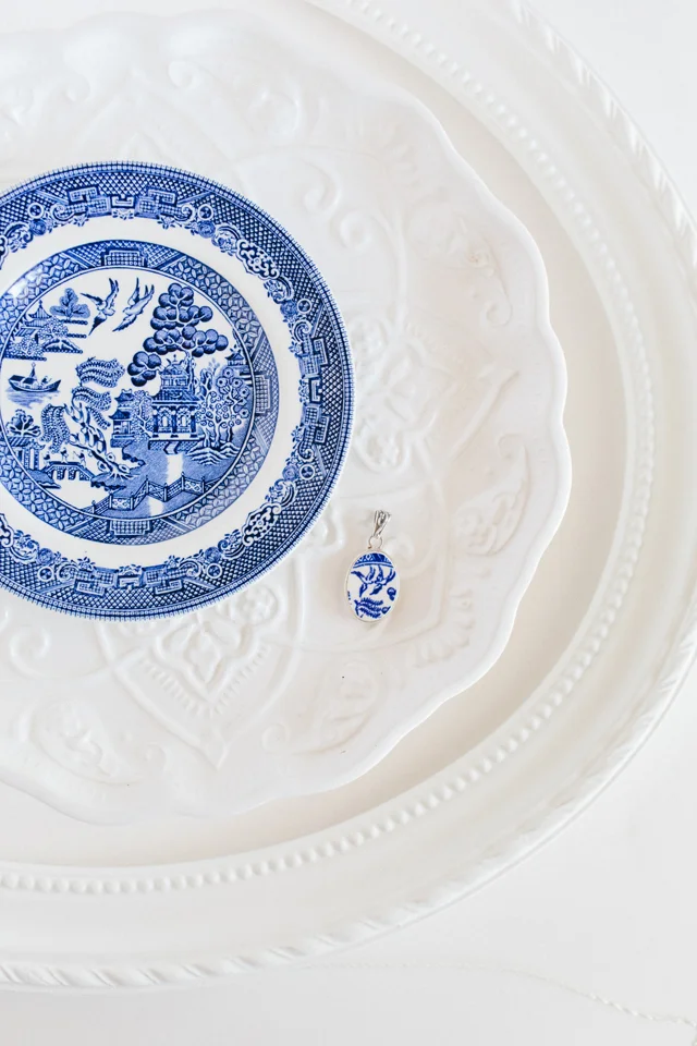 Handmade china pendant necklace from Pieces Past