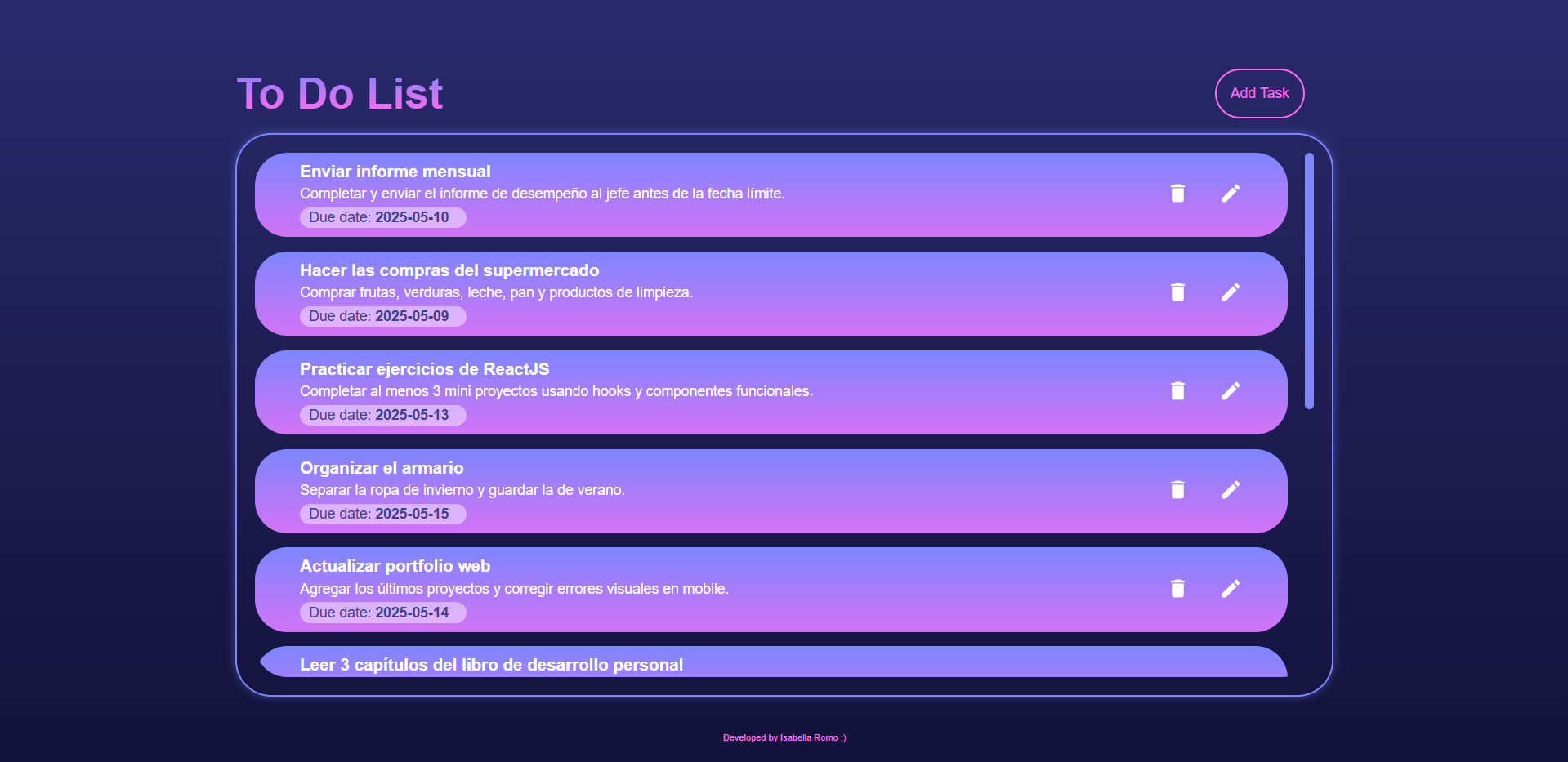 GitHub - isabellaromo/ToDoList: A simple to-do list app built with ...