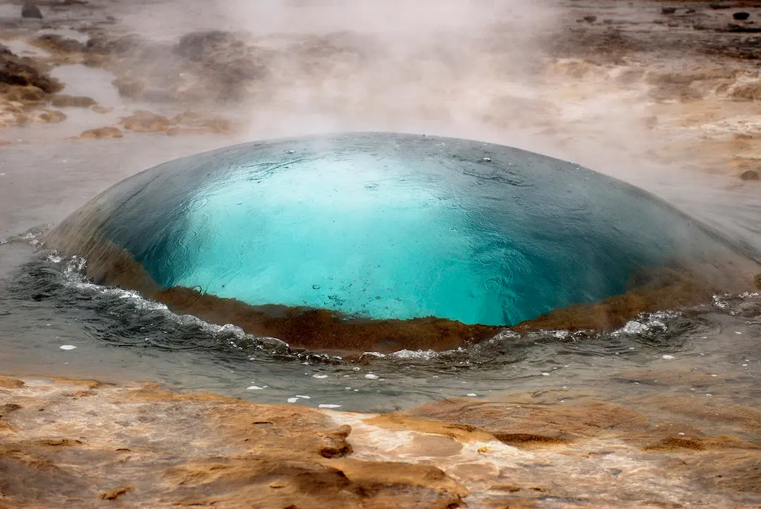 Strokkur geyser moments away from eruption