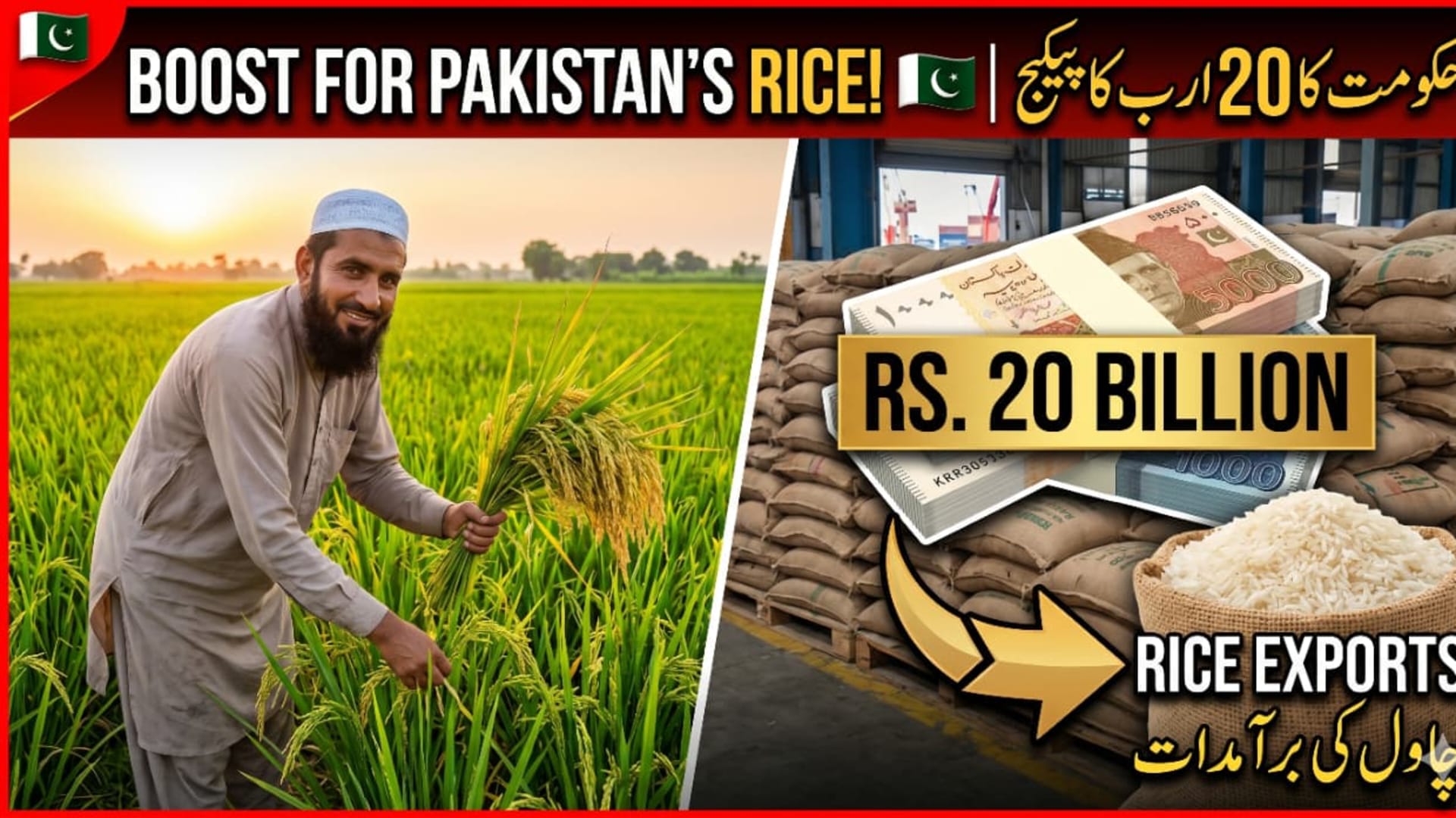 پاکستان میں چاول کی برآمدات کے لیے 20 ارب روپے کا بڑا ریلیف پیکیج تیار