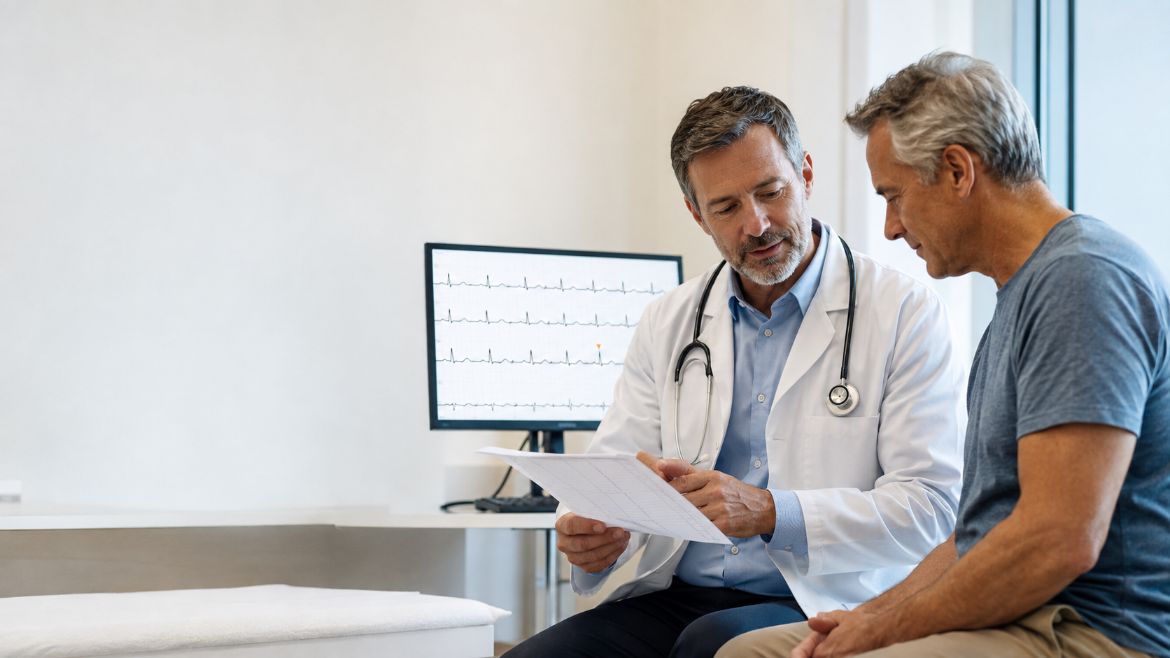 An AI system reading a routine ECG trace for early signs of heart disease