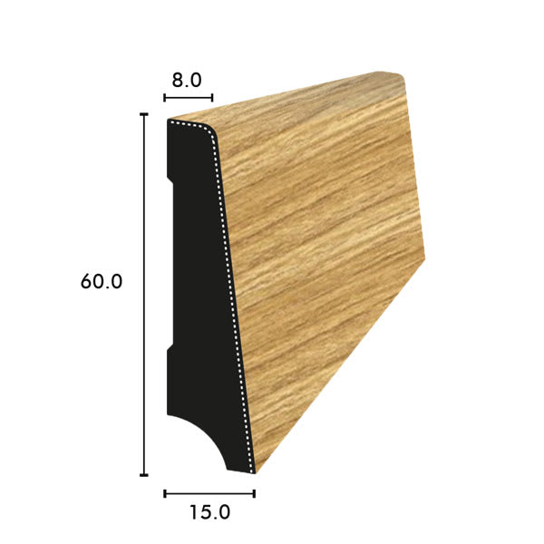 Sockelleiste furniert öko 60 x 15 x 8 mm konisch Eiche lackiert Länge 4 m-thumbnail