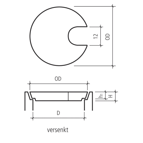 Beton Deckel leicht 60 cm mit seitlicher Aussparung-thumbnail