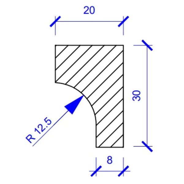 Hohlkehlleiste Profil 25 Fichte 30 x 20 mm 2.48 m-thumbnail