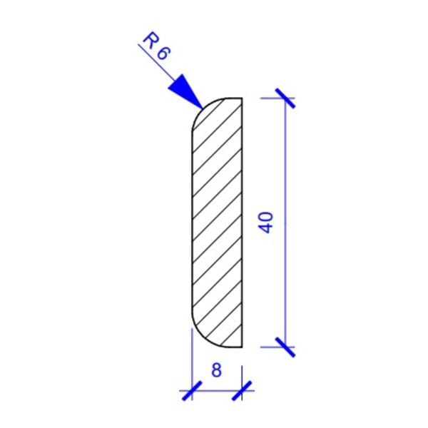 Deckleiste Profil 14 Fichte 2-seitig rund 40 x 8 mm 2.48 m-thumbnail