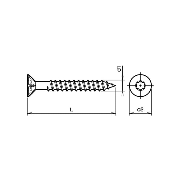 Senk-Spanplattenschrauben T25 mit Schaft und Fräsrippe verzinkt 4.5 x 60 mm-thumbnail