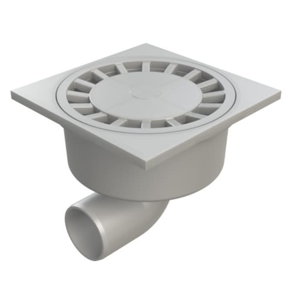 BGS PVC Bodenablauf quadratisch 200 x 200 mm Auslauf horizontal-thumbnail
