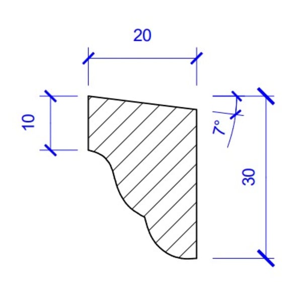 Eckstab Profil 22 Fichte 30 x 20 mm roh-thumbnail