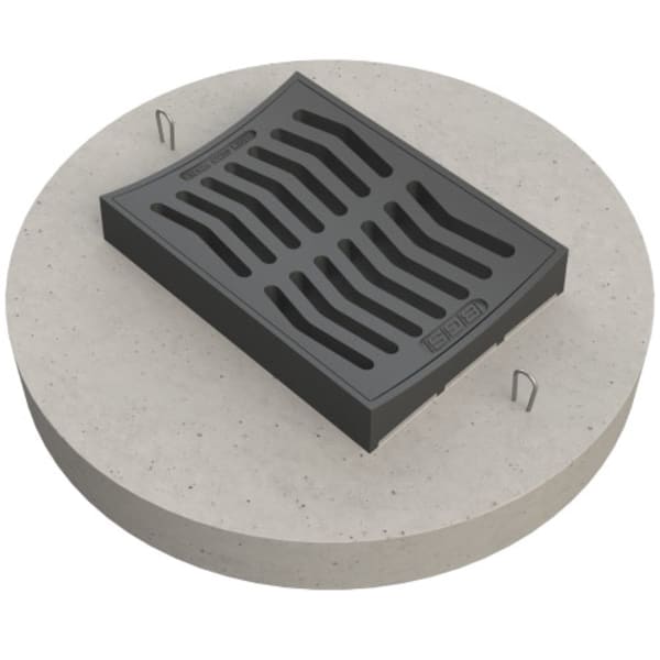 BGS Guss-Strassenrost geschlitzt Nr. 670S gewölbt mit Betonsockel C250-thumbnail