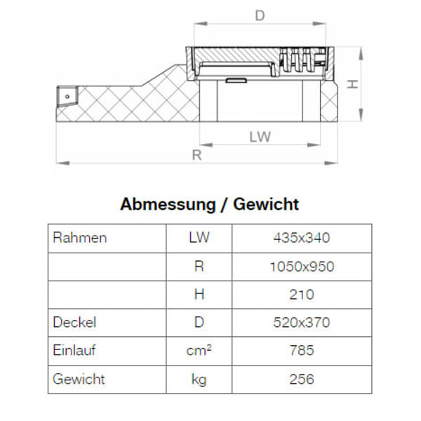 BGS Guss Strassenrost NIVO N681S60-105 450 x 360 mm D400-thumbnail