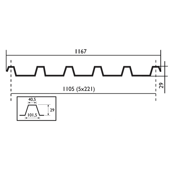 POLY-CLAIR Trapezwellplatte natur Profil SP 30 "SUPER" L 7 m B 1180 mm-thumbnail