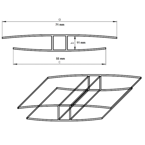Polycarbonat H-Profil glasklar zu 10 mm Länge 6.0 m B 71 mm-thumbnail
