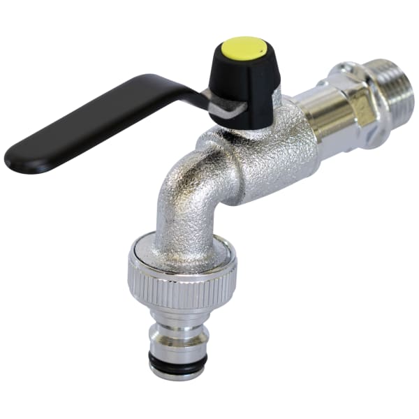 TEGUFIX G 1/2 Auslaufventil mit Stecknippel und Kugelventil Messing verchromt-thumbnail