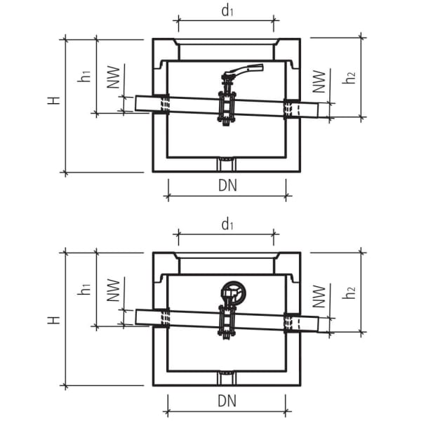 friwa-fix Absperrschacht NW 150 Typ 5c mit Handhebel Ø 1000 H 1120 mm-thumbnail