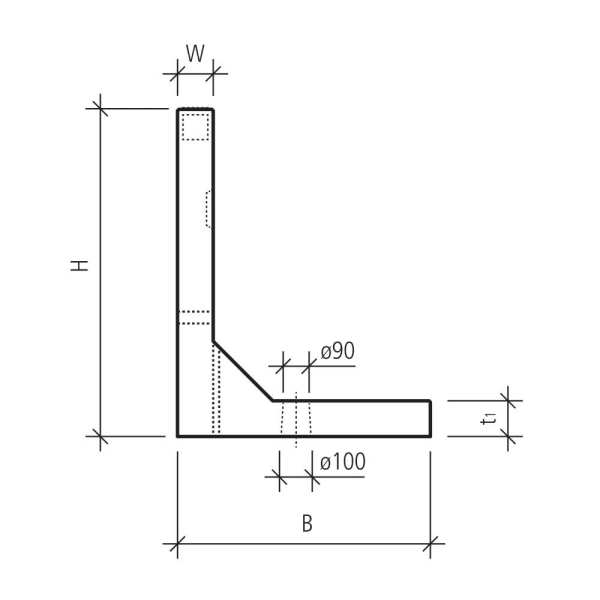 Perronwinkel Typ 7 glatt gefast L 200 B 40 H 55 W 12 cm-thumbnail
